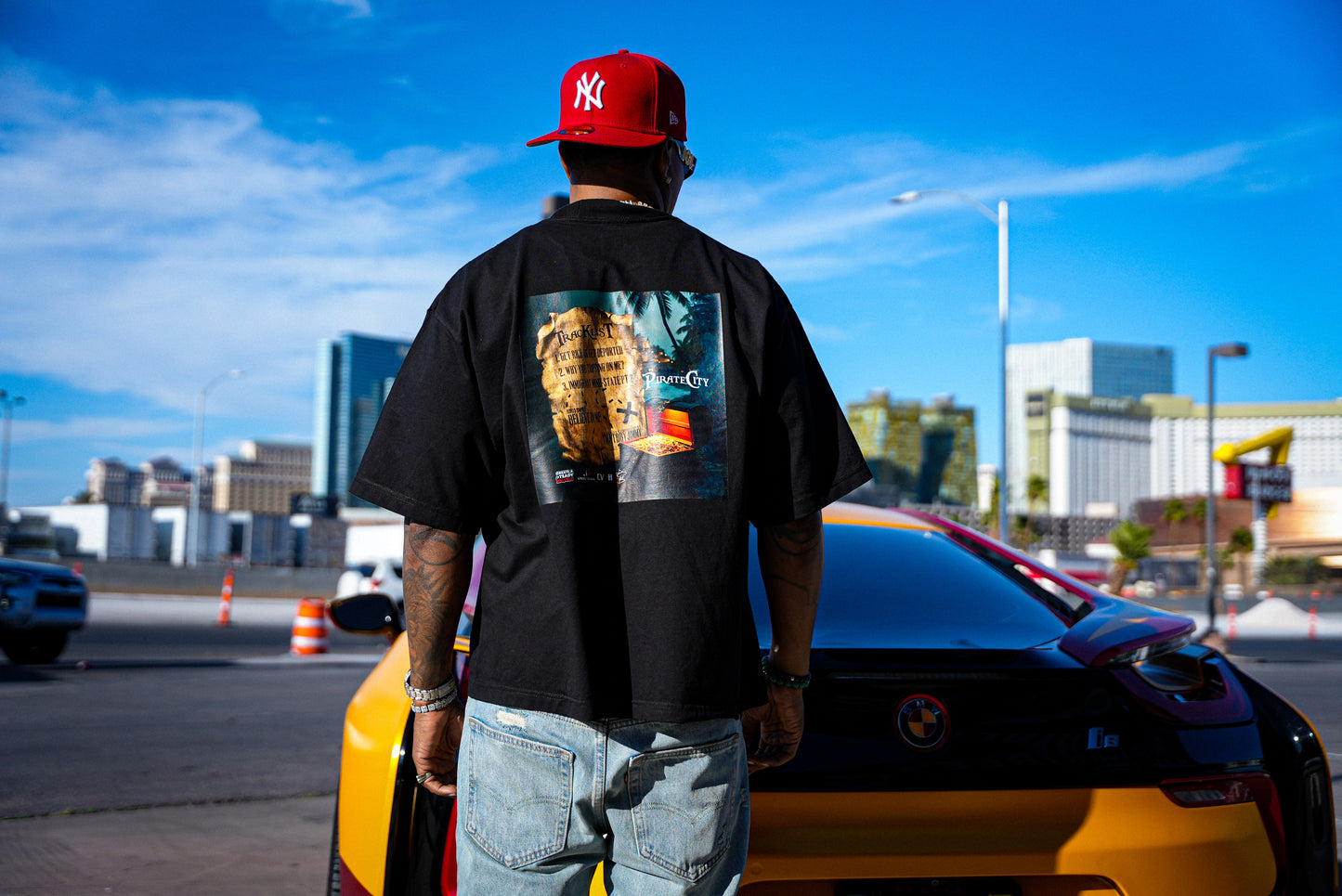 PIRATE 🏴CITY DROP SHOULDERS TEE/ BLACK