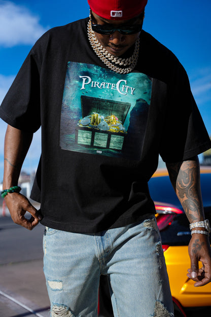 PIRATE 🏴CITY DROP SHOULDERS TEE/ BLACK