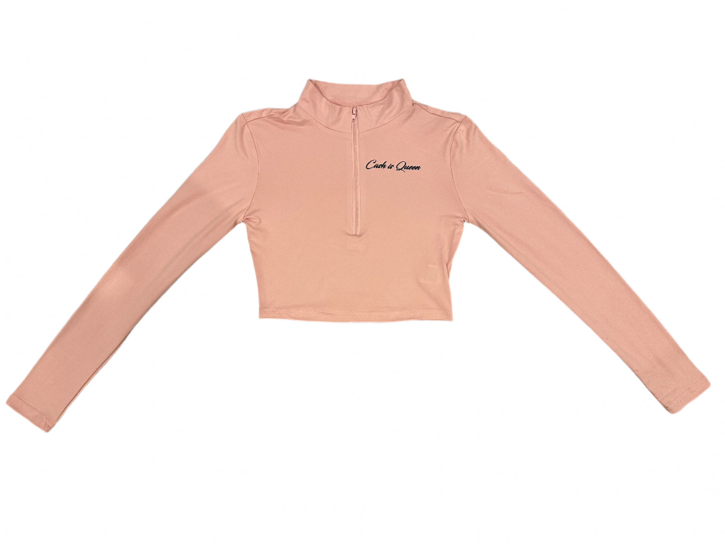 "Cash is Queen" Long Sleeve Crop Top