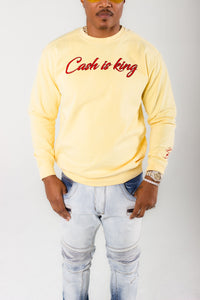 Cash is King Crew Unisex Neck Sweater - Yellow/Red