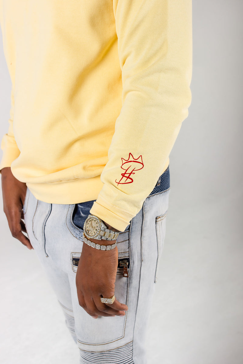 Cash is King Crew Unisex Neck Sweater - Yellow/Red